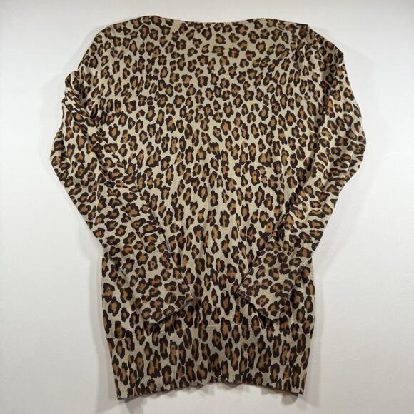Old Navy Leopard Animal Print Lightweight Cardigan Sweater Tan Size Medium - Picture 2 of 9